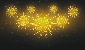 Fireworks shining sparks. Fireworks explosions object for festival background. Celebrate Lighting effect isolated vector illustration.