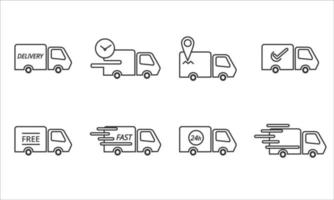 icono de camión de envío de negocios en línea de entrega. ilustrador de vector de símbolo lineal.
