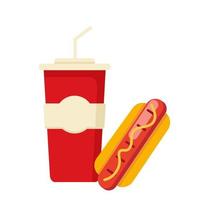 Tasty hot dog and drink. Fast food illustration