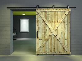 Barn Sliding Wooden Door in Loft Room photo