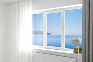 White plastic window in the room interior photo