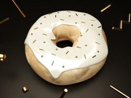 White big donut concept with gold beads photo