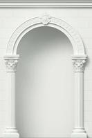 Ilustración 3d. antigua columnata blanca con columnas corintias. tres arcos de entrada o nicho. foto