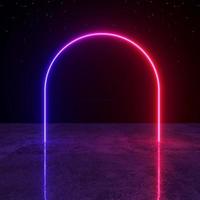 Arched energy portal neon gradient hologram led laser. photo