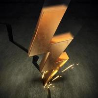 Gold lightning sign levin symbol concept baner photo