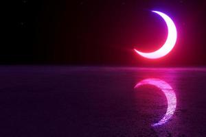 Gradient abstract crescent moon neon hologram led laser photo