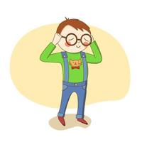 Little boy with glasses. vector