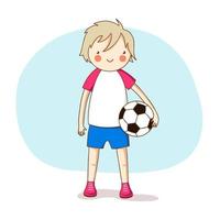 deporte. chico con balon de futbol vector