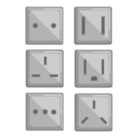 Set of electric outlet symbol. Power Socket pinctogram. Plug socket icon. vector