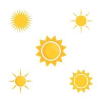Sun icon set. Isolated flat symbol illustration.