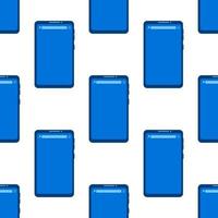 Mobile phone flat icon seamless pattern. Smartphone symbol backdrop. vector