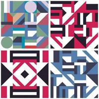 Set of Abstract geometric shape decoration seamless pattern. vector