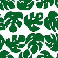 Seamless leaves pattern. Monstera leave on white background. vector