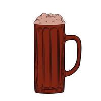 Full beer mug Stout with foam. Engraving style. Hand drawn vector