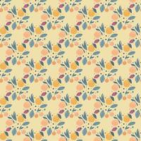 Geometric fruits seamless pattern. Funny garden fruit background. vector