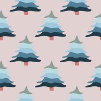 Forest landscape seamless pattern on white background in Scandinavian style. vector