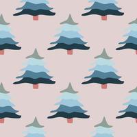 Forest landscape seamless pattern on white background in Scandinavian style. vector