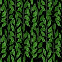 Forest leaves seamless pattern on black background. vector