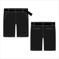 Technical sketch shorts pants with belt design template. vector