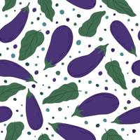 Hand drawn eggplants seamless pattern on white background. vector