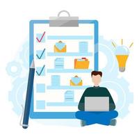 Checklist clipboard. Folder with document. Successful completion of business tasks. vector