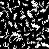 Hand drawn brush strokes seamless pattern on black background. vector