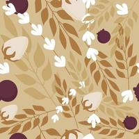 Forest branch leaves and wild berries seamless pattern. vector