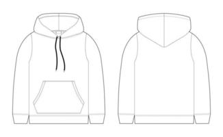 Fashion technical sketch for men hoodie. Mockup template hoody. vector