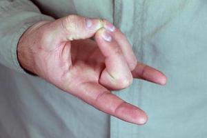 apan mudra. Yogic hand gesture. Hand spirituality hindu yoga of fingers gesture. photo