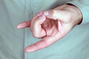 apan mudra. Yogic hand gesture. Hand spirituality hindu yoga of fingers gesture. photo