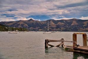 view of the mountains at Akaroa bay photo