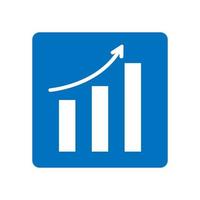 Arrow move up symbol. Vector growing graph icon in blue color. Trend diagram.