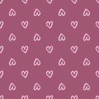 Seamless pattern with pink hearts on crimson background. vector