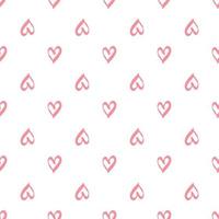 Simple geometric pink hearts seamless pattern on white background. vector