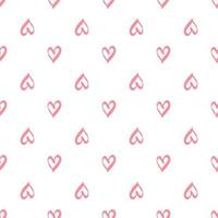 Simple geometric pink hearts seamless pattern on white background. vector