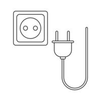 Outline plug socket. Simple vector design illustration isolated