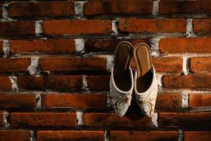 Luxurious brown wedding shoes photo