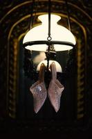 Elegant white wedding shoes photo