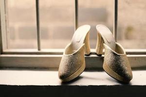 Luxurious brown wedding shoes photo