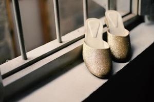 Luxurious brown wedding shoes photo