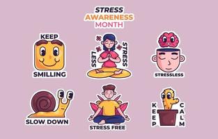 Stress Awareness Month Sticker Collection vector