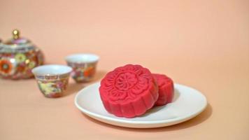 moon cake red velvet flavour for Mid-Autumn Festival video