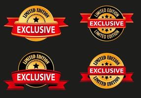 various golden exclusive label for sales and entertainment vector