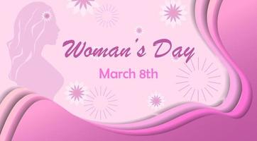 copy space women's day with pink paper cut style background vector
