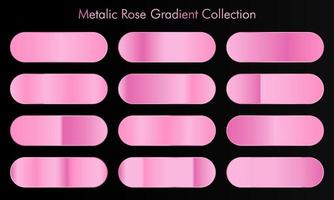 Collection of rose gold gradient backgrounds. Set of pink metallic textures. Vector illustration