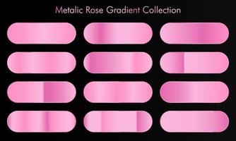 Collection of rose gold gradient backgrounds. Set of pink metallic textures. Vector illustration