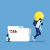 businessman stealing idea light bulb from private idea folder, metaphor of copyright infringement, concept of business Idea thief vector