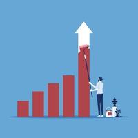 Businessman painting financial bar graph, finance growth success concept vector