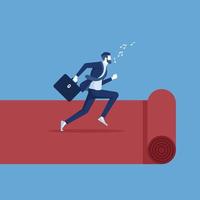 Businessman walking on the red carpet to the success, road to success concept vector