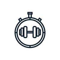stop watch with gym line logo vector icon design illustration
